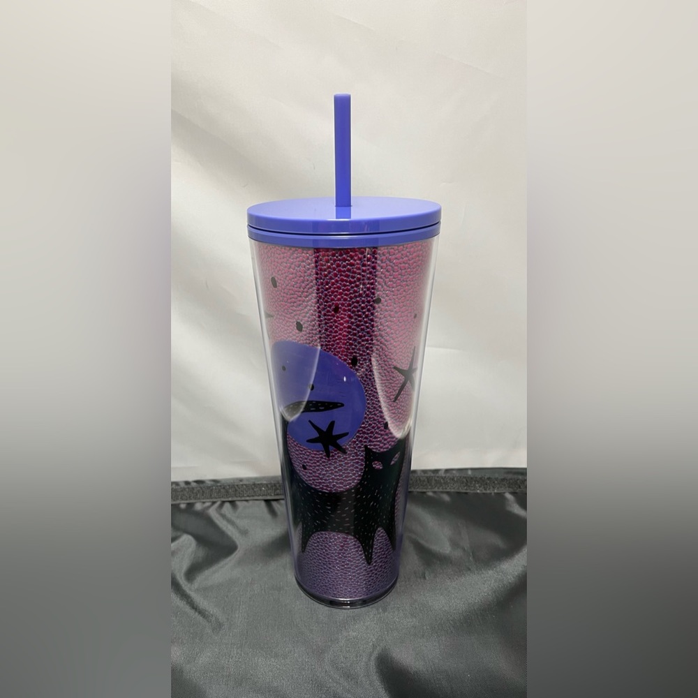 Starbucks Halloween Fall 2020 Purple Black Cat Acrylic Cold Cup Tumbler 24 oz